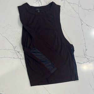 Alala dark brown tank with black faux leather side panels